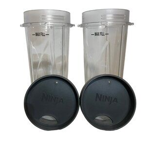 Ninja Blender Cups Sip & Seal Lids 24oz Replacement Set Of 2 BPA-Free Durable